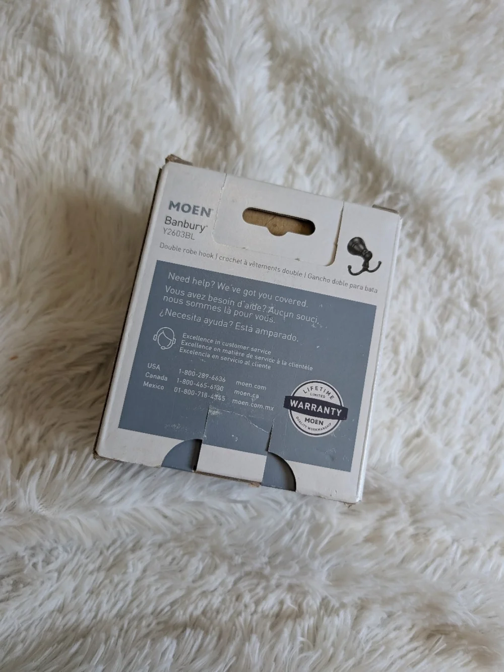 Moen Banbury Y3603BL Double Robe Hook Matte Black Finish New In Box